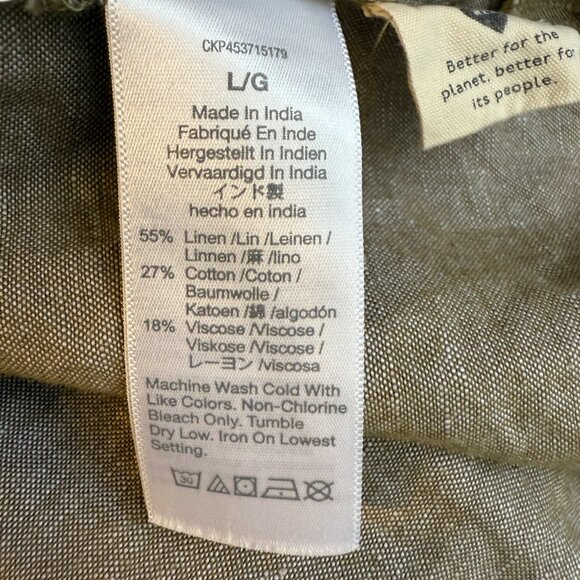 Madewell Linen-Blend Alexandra Button-Front Mini Dress Womens Large Olive Branch - Picture 14 of 14